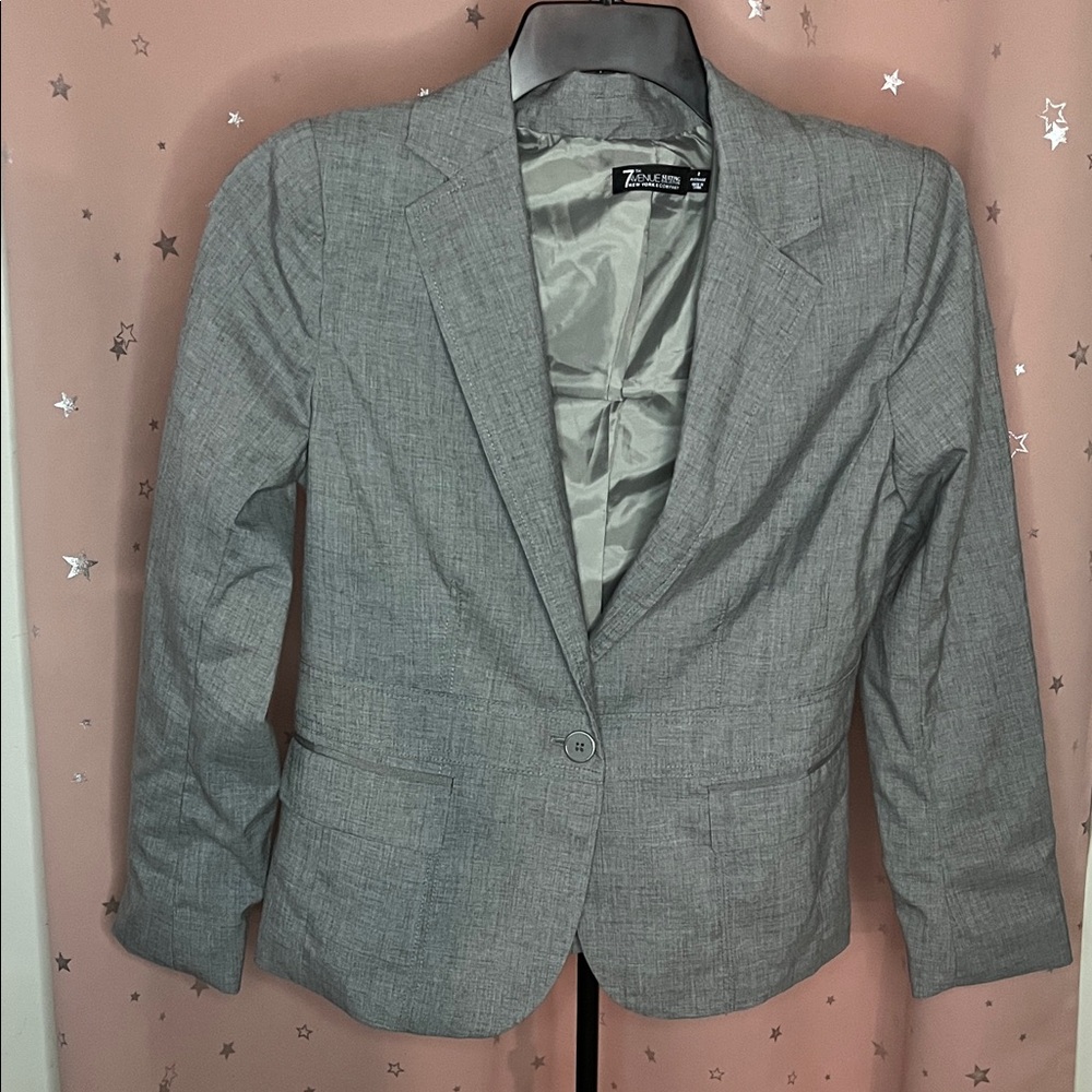 New York & Company Light Gray Suit Jacket/Blazer